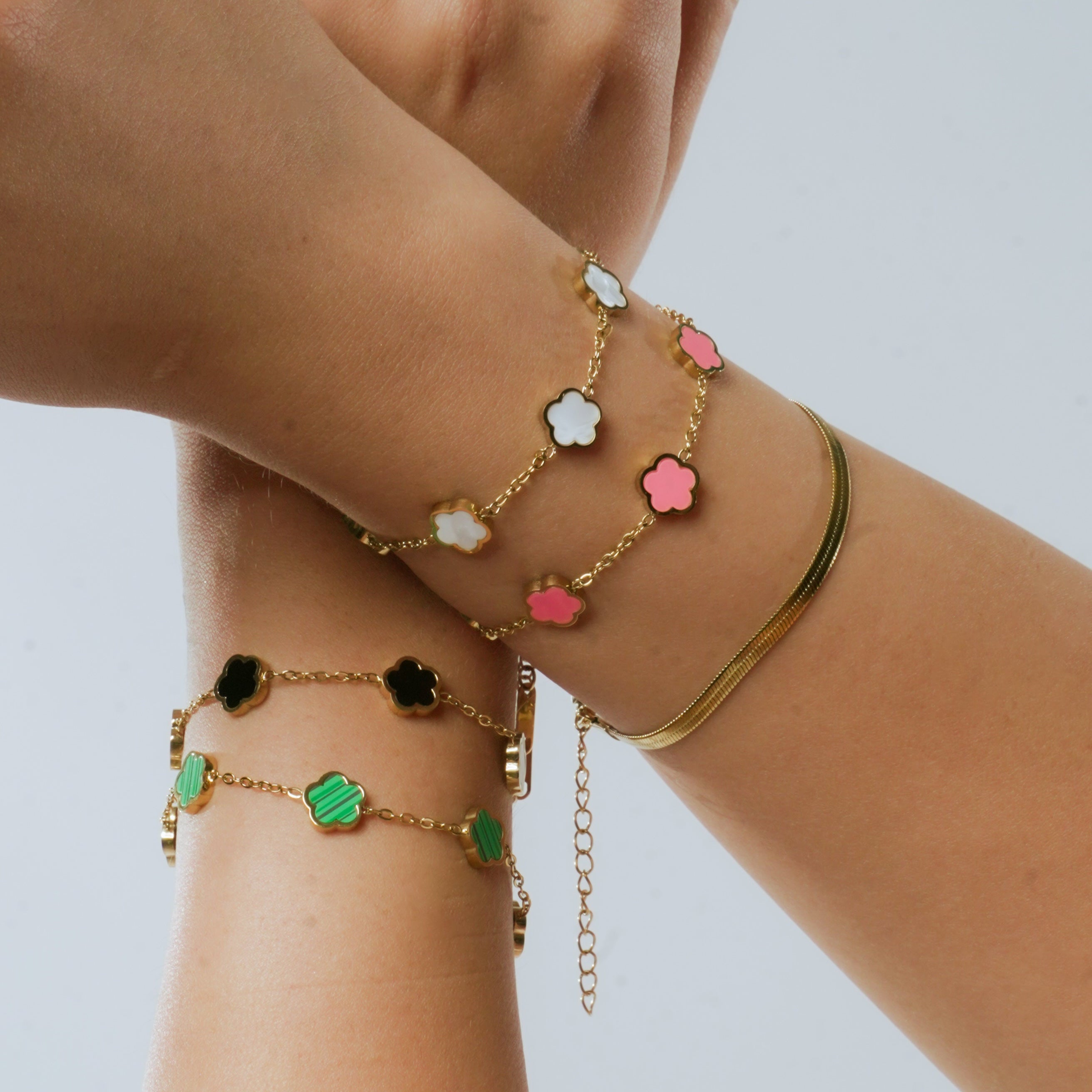 Cloverleaf Armband Weiss